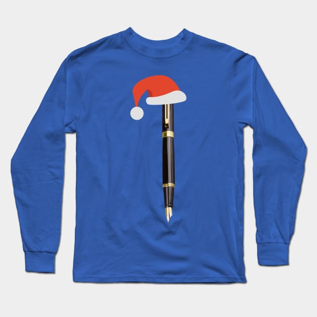 Pen wearing Santa cap! | Merry Christmas | Santa Claus Long Sleeve T-Shirt by Cosmic Story Designer